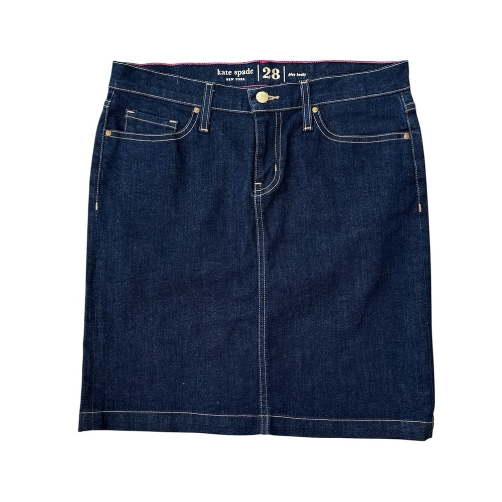 Kate Spade Navy Denim Mini Skirt Size 28
